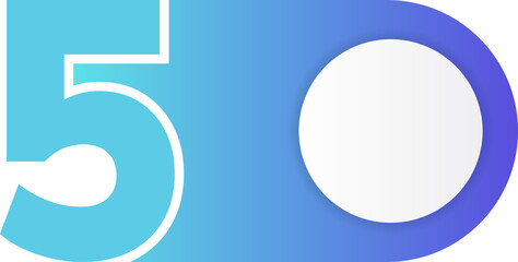 Solid gradient circular tag design displaying the number five in the center.