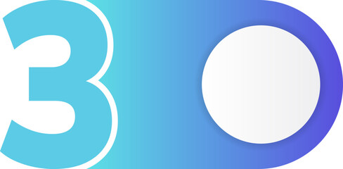 Solid gradient tag in circular form featuring a clear number three.
