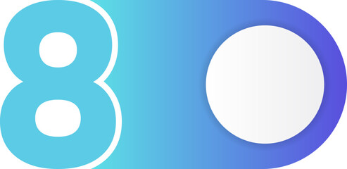 Solid gradient-filled circular tag containing the number eight in a bold design.