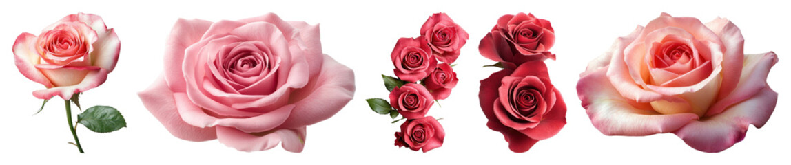 PNG Elegant pink roses arrangement, element set on transparent background