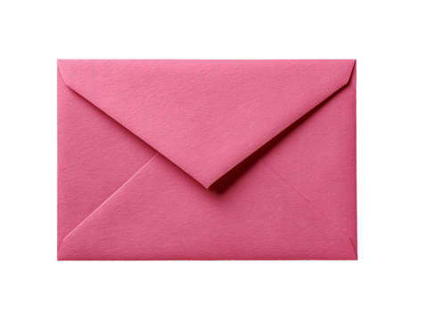 Pink envelope, closed, flat lay