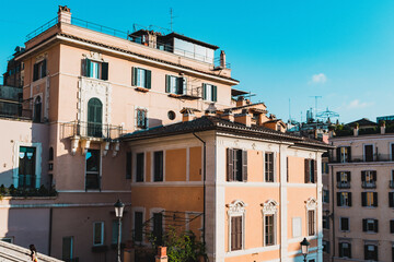 Naklejka premium Brick apartment buildings in downtown Rome, Italy