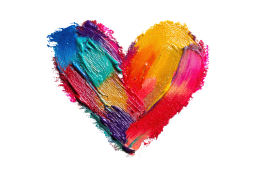 Colorful heart art creation studio digital art creative space close-up