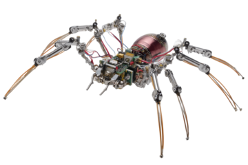 Futuristic mechanical spider tech lab digital art innovative design