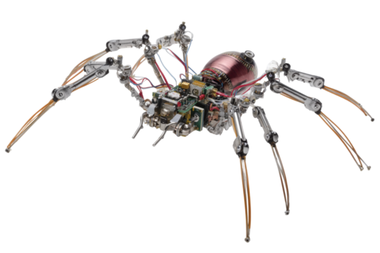 Futuristic mechanical spider tech lab digital art innovative design