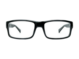 Modern black rectangular eyeglasses frame clear lenses, Isolated On white, Png Transparent