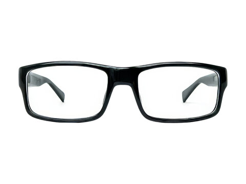Modern black rectangular eyeglasses frame clear lenses, Isolated On white, Png Transparent