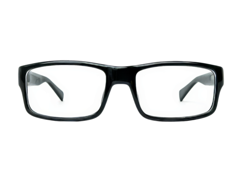 Modern black rectangular eyeglasses frame clear lenses, Isolated On white, Png Transparent