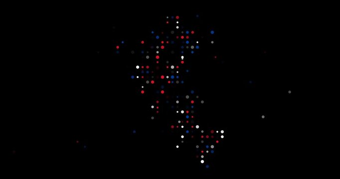 Dynamic circle swarm shaping Peru silhouette
