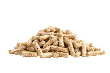 Processed wood pellets for heating warehouse product display clean