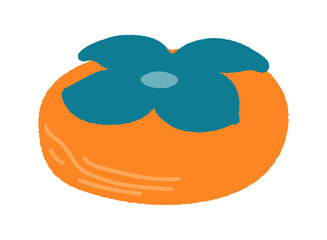 Persimmon fruit, traditional Chuseok food, isolated on transparent. Hand drawn flat vector illustration. Korean Mid Autumn Festival design element, holiday clip art