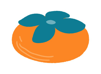 Persimmon fruit, traditional Chuseok food, isolated on transparent. Hand drawn flat vector illustration. Korean Mid Autumn Festival design element, holiday clip art