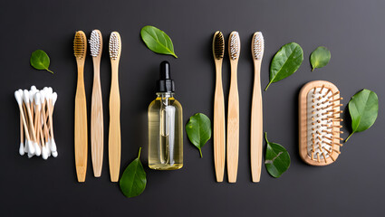 Eco friendly bamboo toothbrush and organic beauty products for sustainable lifestyle