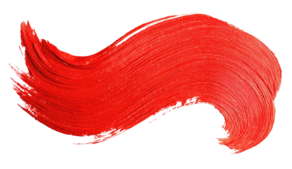Vibrant red paint stroke, swirled