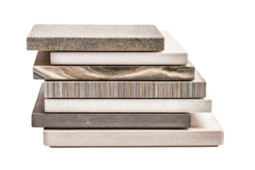 Stylish stacked stone samples interior design product showcase studio