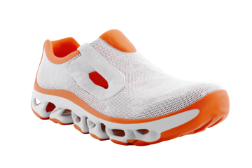 Running shoes with unique design studio setting product photography