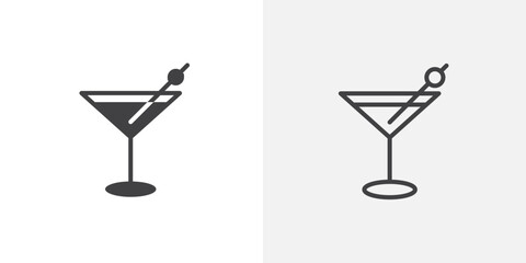 Cocktail icon set for ui designs on white background