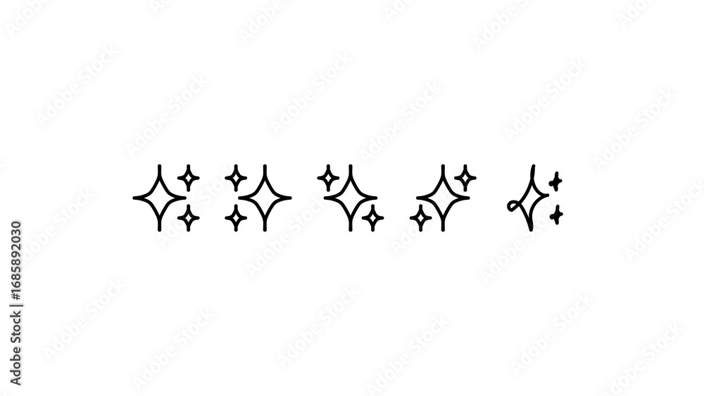 Aufkleber a versatile set of sparkle icons, meticulously crafted in a charming doodle hand-drawing style. thes