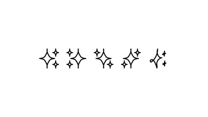 A versatile set of sparkle icons, meticulously crafted in a charming doodle hand-drawing style....