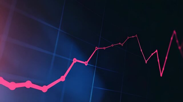 Growing red line chart showing volatility in financial market