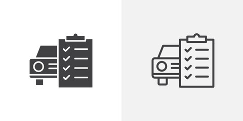 Car repair check list icon set for ui designs on white background