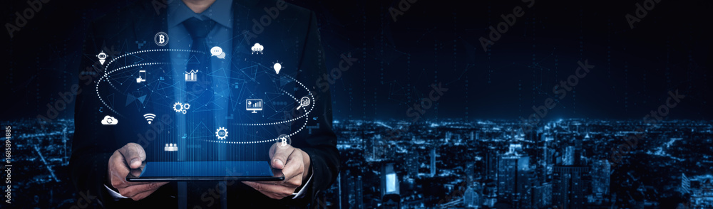 Aufkleber digital business ecosystem integrating multiple business, ecosystem, and technology elements in a se
