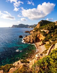 Coastal scenery with turquoise water and rocky shore