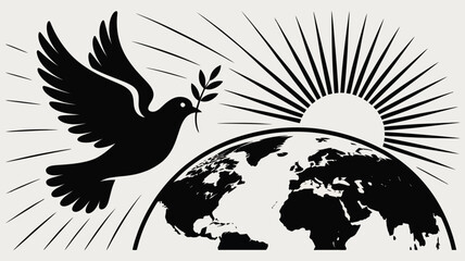 Naklejka premium Dove peace world earth olive branch hope freedom harmony unity global international