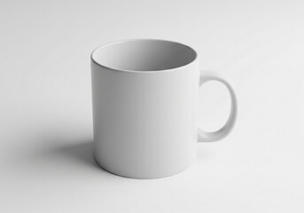 Clean white ceramic mug on a plain background, ready for customization