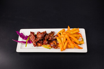 french fries and ketchup