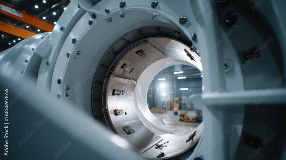 Poster closeup of a robotic system applying adhesive to the joints of wind turbine components highlighting 