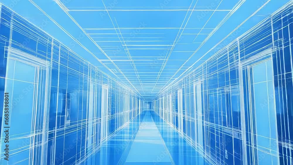 Aufkleber abstract blueprint of empty corridor representing architectural design