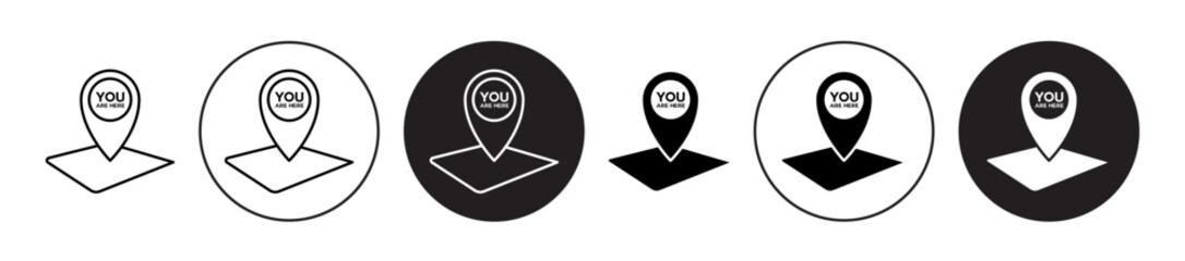 You are here pointer Icon collection for ui on white background