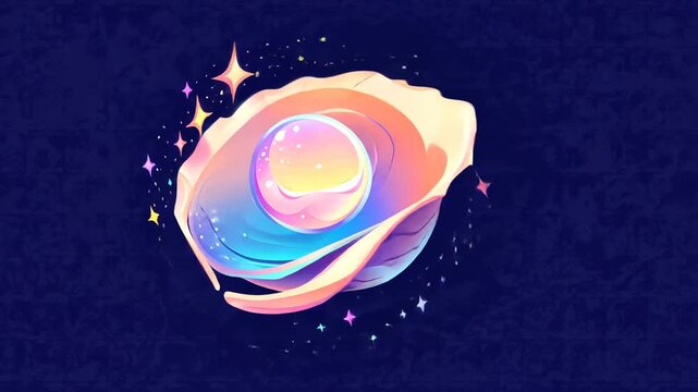 Colorful pearl in shell illustration