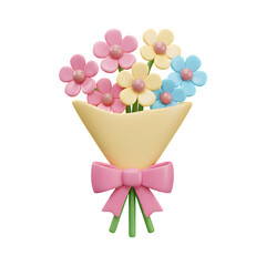 3D Plastic Flower Bouquet Icon for Teachers’ Day Gift and Celebration