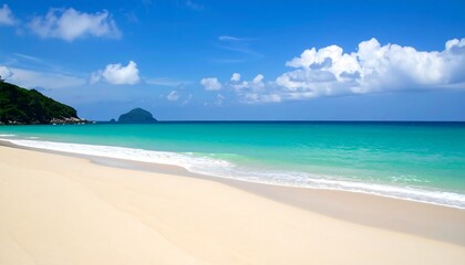 Fototapeta premium Tropical beach scene, vibrant colors, serene