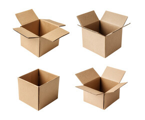 Fototapeta premium Four open cardboard boxes, different angles