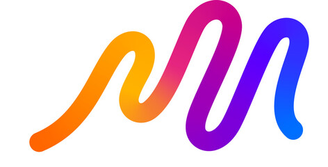 Color Line Shape with Gradient. Abstract Wave on a Transparent Background. Rainbow Color Waves Graphic. Dynamic Squiggle, Swirl and Spiral Ribbon.