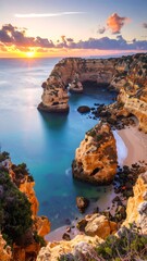 Coastal Sunset View, Rocky Shoreline