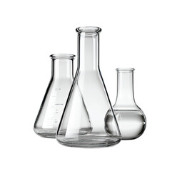 Three clear glass laboratory beakers (1)