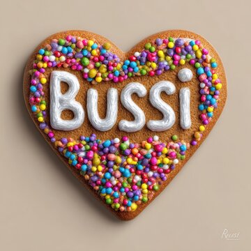 Lebkuchenherz mit bunten Zuckerperlen