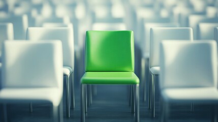 Fototapeta premium A distinctive green chair symbolizing business innovation and individuality in a competitive market