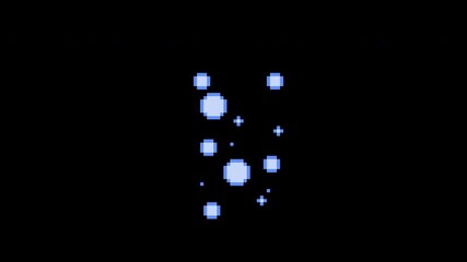 Pixel art blue bubbles floating upward. Retro game visual effect with alpha channel for interface design. - Powered by Adobe