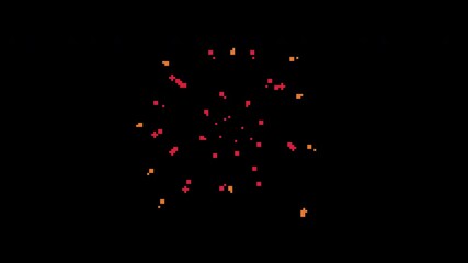 Pixel art explosion bursting with digital particles. Retro firework effect animation. transparent with alpha channel. - Powered by Adobe