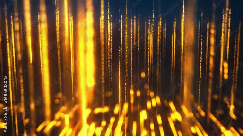 Poster golden data flowing from top to bottom over circuit board