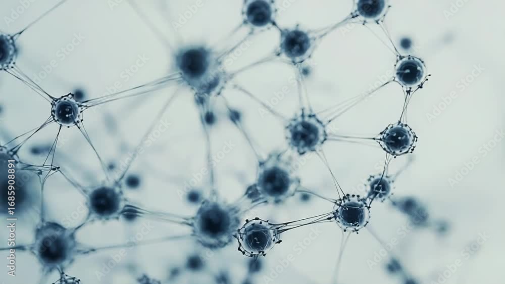 Poster neural network showing interconnected neurons transmitting signals