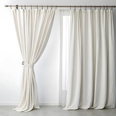 Softly draped sheer linen curtains in neutral tones creating a bright and airy atmosphere for a room
