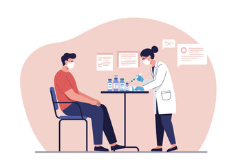Nurse administers vaccine injection to masked patient in modern clinic setting for health safety