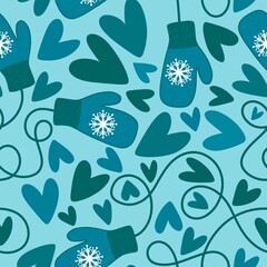 Winter gloves seamless pattern for fabrics and textiles and packaging and Christmas gifts and kids and wrapping paper