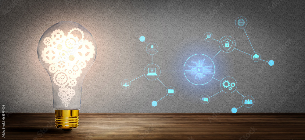 Poster ai network system connects data, security, communication, and intelligence. ai network system enable